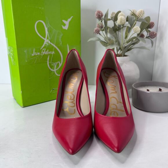 Sam Edelman Hazel Leather Pointed Toe Pump Red Women's 9.5W Read Desc - Picture 3 of 11